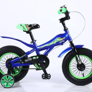 LRA VXEY12/16 inch kids bicycle in blue with training wheels and bell