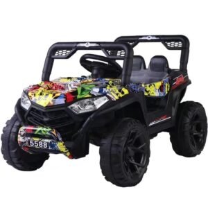 5588 kids electric car with Bluetooth, remote control, rubber tires, and 12V battery