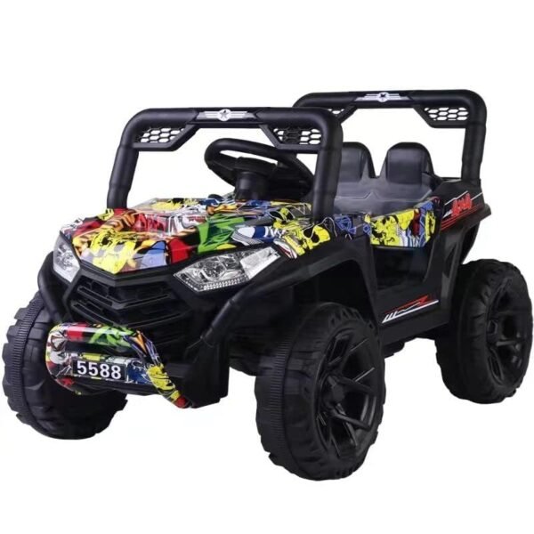 5588 kids electric car with Bluetooth, remote control, rubber tires, and 12V battery