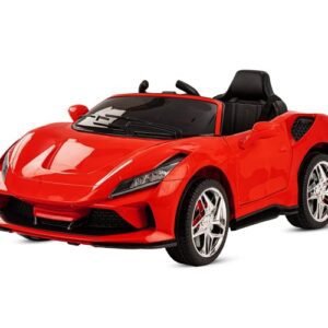 F8 kids electric ride-on car with music system, LED lights, swing function in red and black