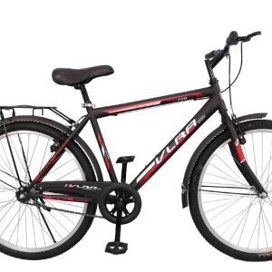 VLRA MTB-26/27 road bike with dual suspension, carbon steel frame, and rim brakes in black color