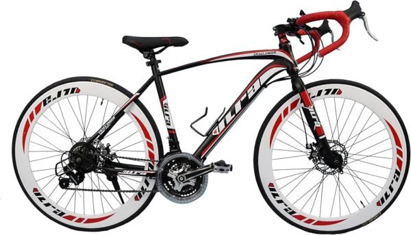 VLRA BIKE 7009/27 red 27-inch adult road bicycle with disc brakes and front suspension