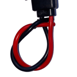 Durable 2-pin charging connector with red and black wires