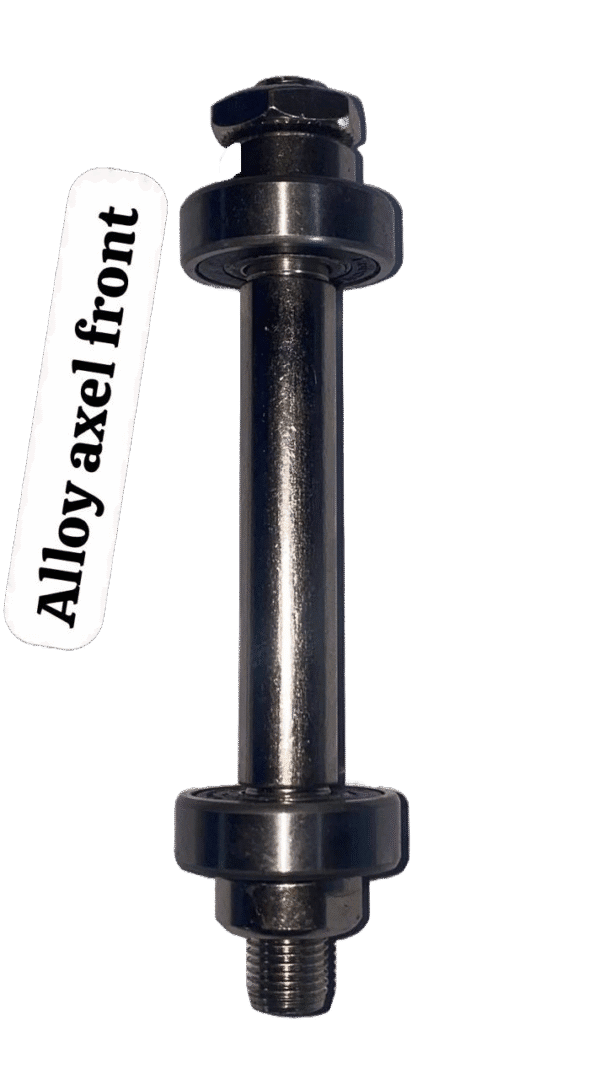Durable front axle with bearings for electric scooters and bikes