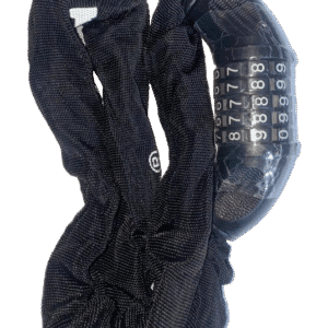 Black combination cable lock with nylon sleeve for bicycles and scooters