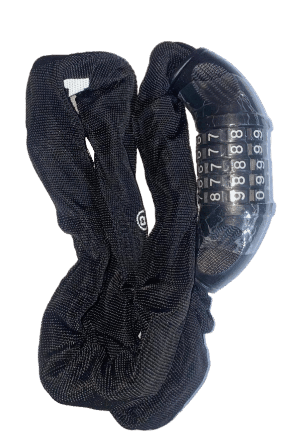 Black combination cable lock with nylon sleeve for bicycles and scooters
