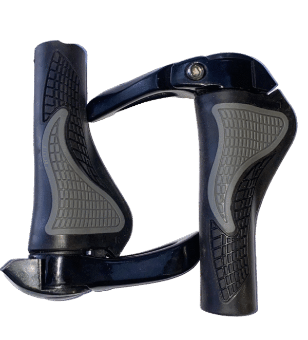 Black ergonomic bicycle grips with textured surface for enhanced control