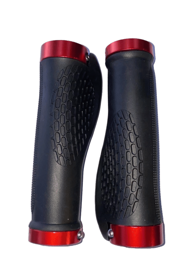 Ergonomic black bike handlebar grips with shock-absorbing texture
