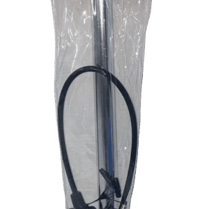Compact silver bike pump with built-in gauge and Presta/Schrader compatibility