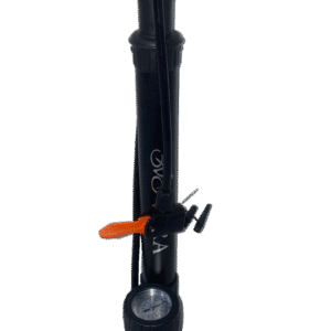 High-performance black floor pump with pressure gauge, Presta and Schrader compatible