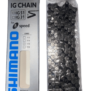Silver Shimano IG 8-speed bike chain with 116 links