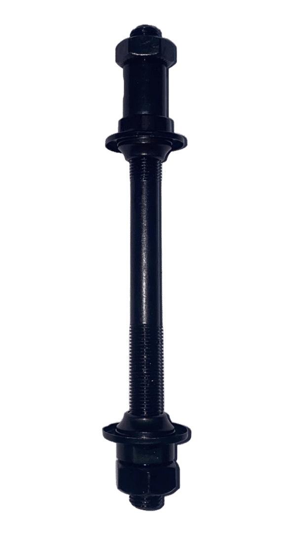 Lightweight rear bicycle axle with black finish