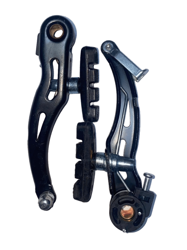 Durable steel V-brakes with resin pads for bicycles