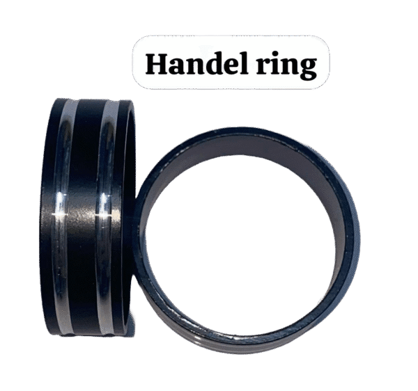Pair of black and silver steel handlebar rings for bikes
