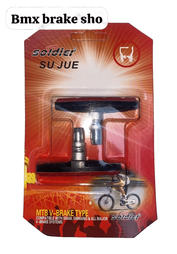 Black and red BMX V-brake shoes compatible with SRAM and Shimano systems
