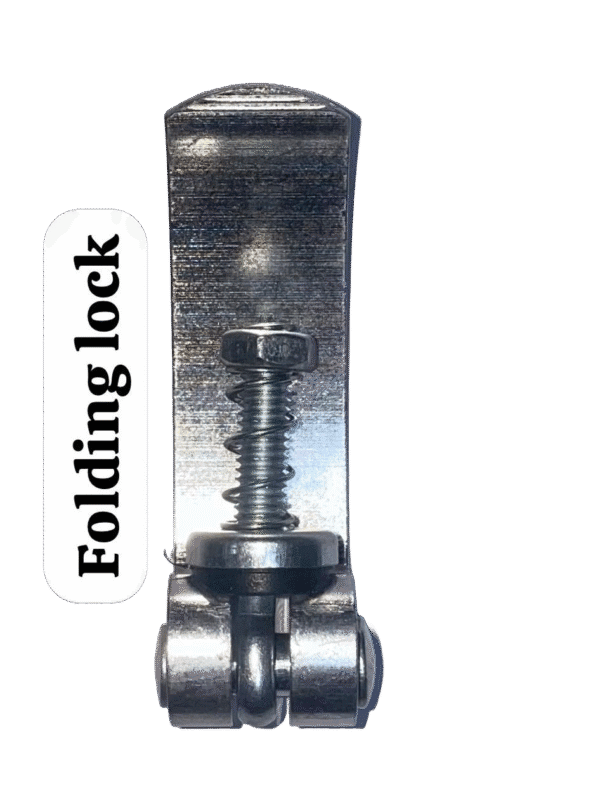 Compact folding key lock made of black steel for bikes and scooters