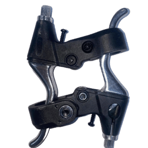 Black adjustable aluminum BMX brake levers compatible with V-brakes