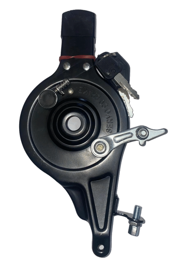 Black steel drum brake with key lock for rear wheel
