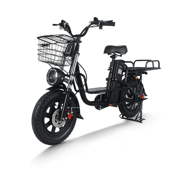 DS-16 Electric Scooter – Urban Delivery & Commuter E-Bike with Front Basket and Rear Cargo Box - Image 2
