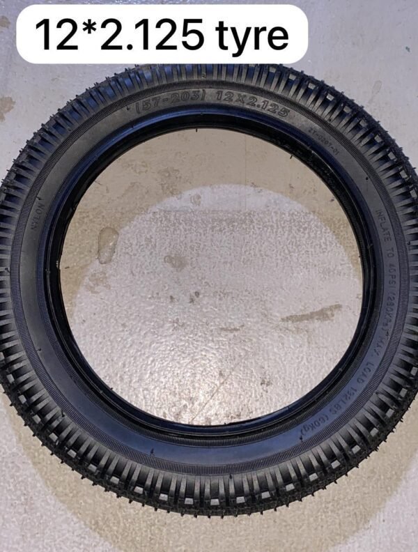 12×2.125-inch durable black tire for bikes, scooters, and small vehicles