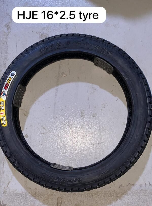 Black HJE 14/16*2.5 scooter tire with aggressive tread for maximum performance