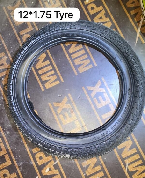 Black 12×1.75-inch tire for bikes, scooters, and small vehicles