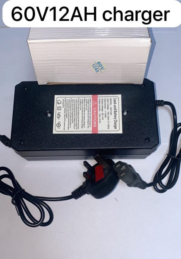 Compact 60V 12Ah battery charger for electric scooters and e-bikes