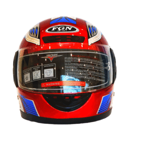 Premium red full-face motorcycle helmet with visor and air vents