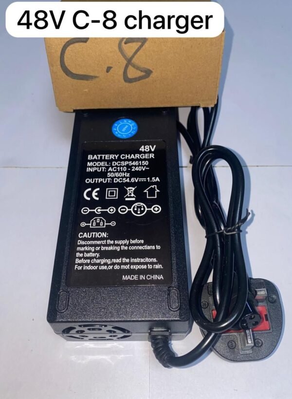 48V C-8 electric scooter and e-bike battery charger with LED indicators