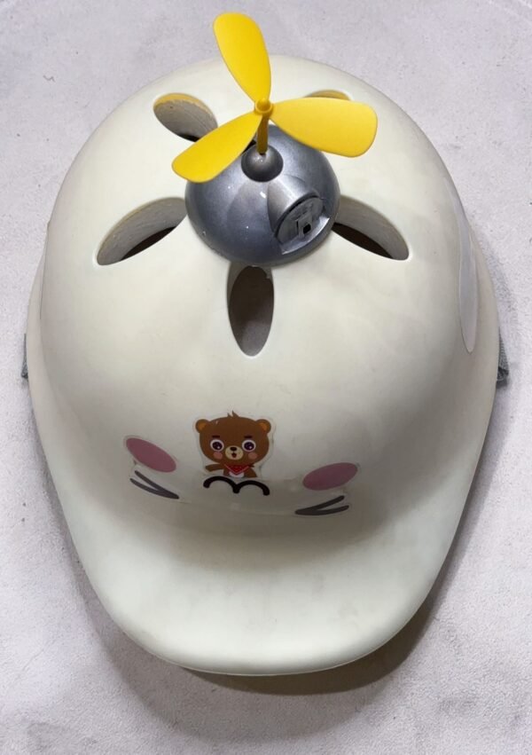 Small blue helmet with spinning propeller for kids – impact-resistant design