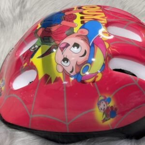 Lightweight pink kids helmet with playful pattern and adjustable straps