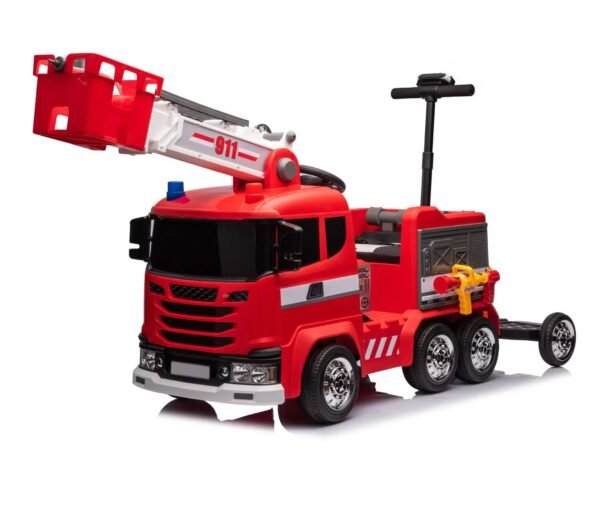 LBB-911 kids electric excavator car with 12V battery, digging arm, swing function, and LED headlights