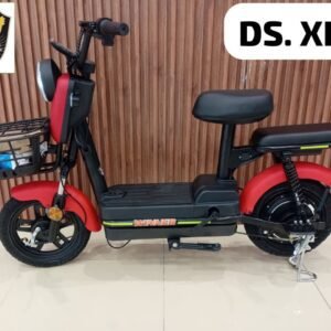 DS. XHY Electric Scooter with red and black finish, front basket, and passenger seat